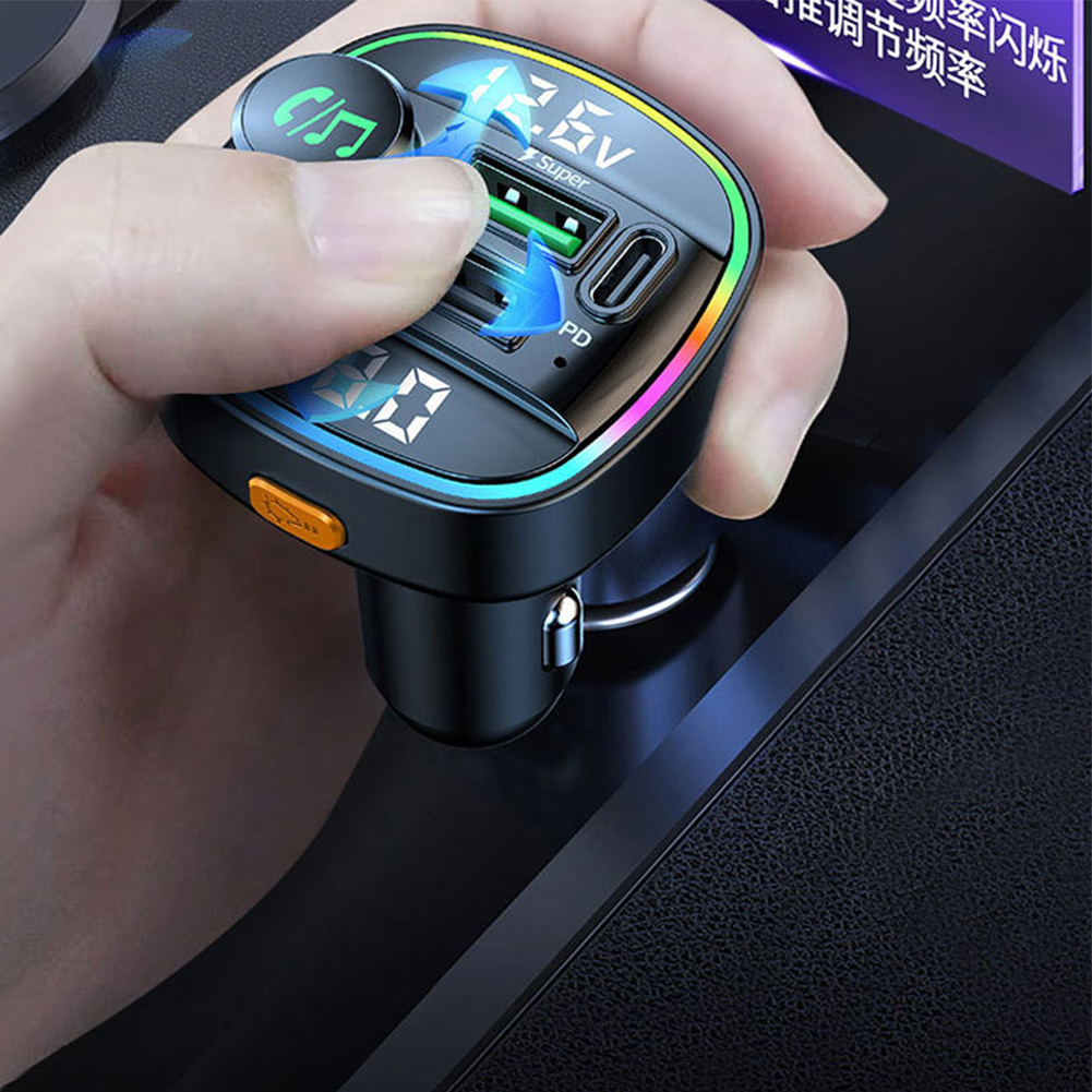 Bluetooth 5.0 Car Wireless FM Transmitter Adapter USB PD Charger AUX