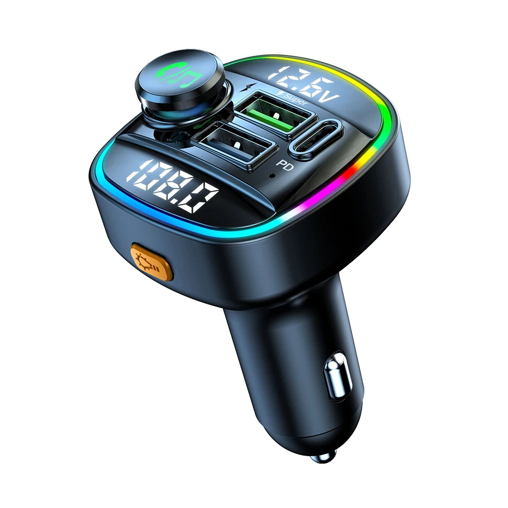 Bluetooth 5.0 Car Wireless FM Transmitter Adapter USB PD Charger AUX