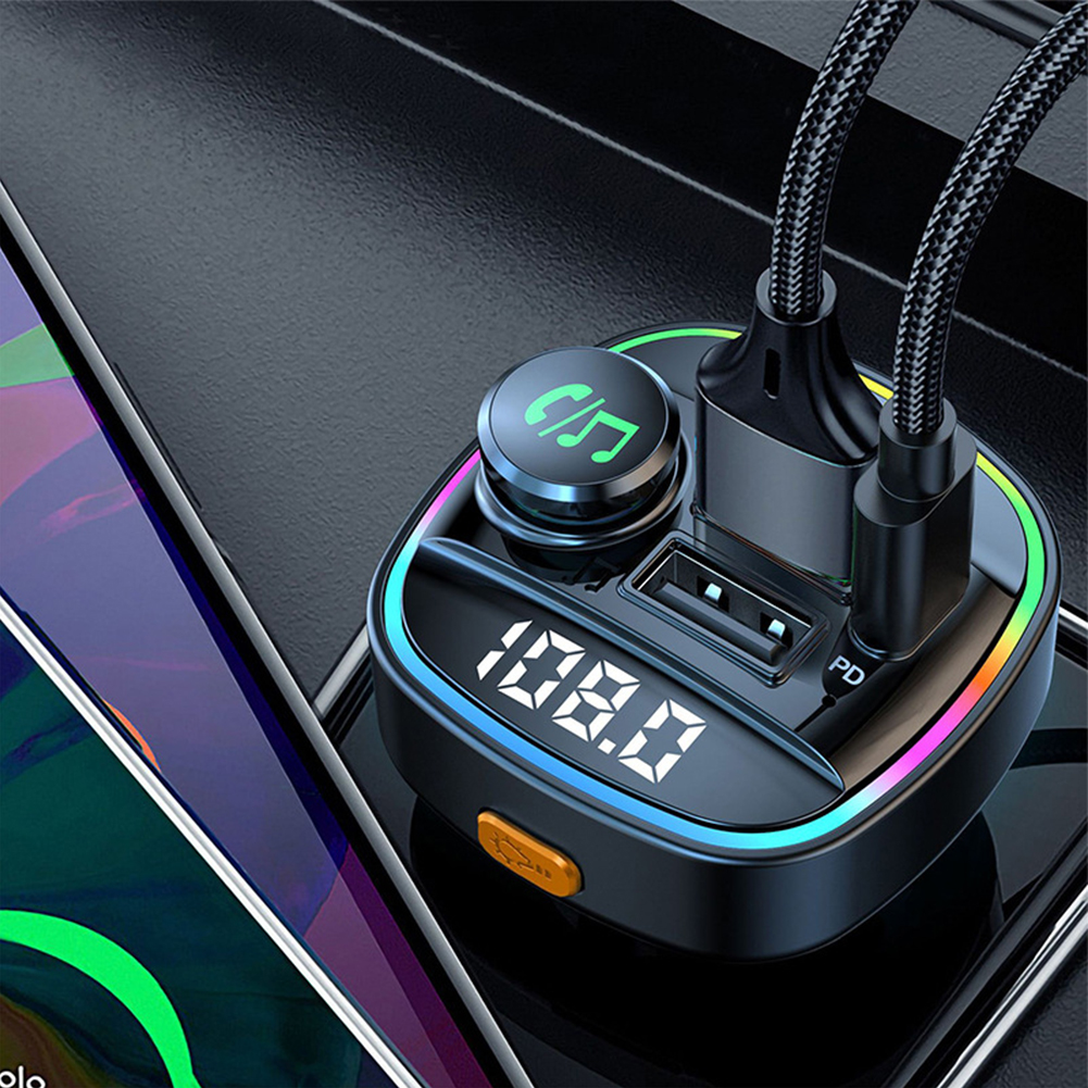 Bluetooth 5.0 Car Wireless FM Transmitter Adapter USB PD Charger AUX