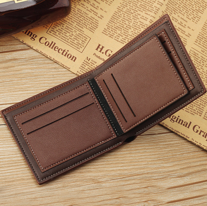 Men's Bifold Leather Credit ID Card Holder Wallet