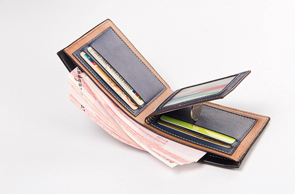 Men's Bifold Leather Credit ID Card Holder Wallet