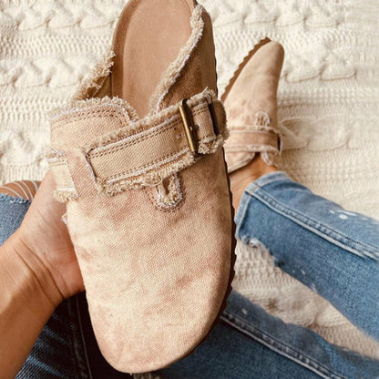 Flat Heel Round Toe Canvas Loafer Women's clogs