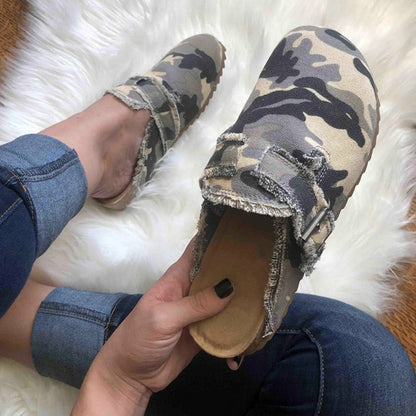 Flat Heel Round Toe Canvas Loafer Women's clogs